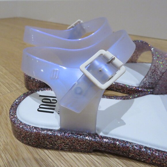 MINI MELISSA Mel Mar Pastel Pink Glitter Jelly Sandals - Girl's Size 9 - Picture 4 of 11